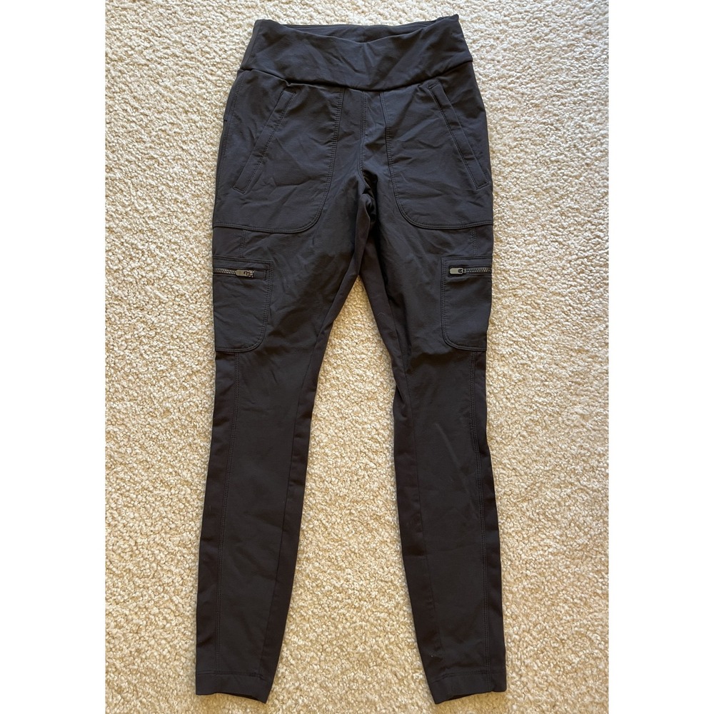 Athleta Pull-On Cargo Zip Pockets Skinny Legging Gray Pants Women 4